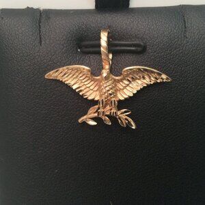 14k Solid Real Yellow Gold Eagle Bird Charm pendant 2.3gr